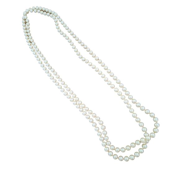 Vintage String of Pearls Gatsby 66" Strand Costume Faux Pearls - Picture 10 of 16
